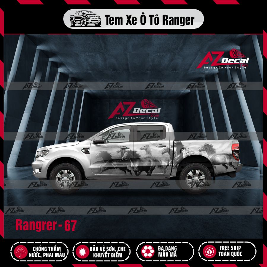 Tem Xe Bán Tải Mẫu Ford Ranger 67 bát mã - mã đáo thành công